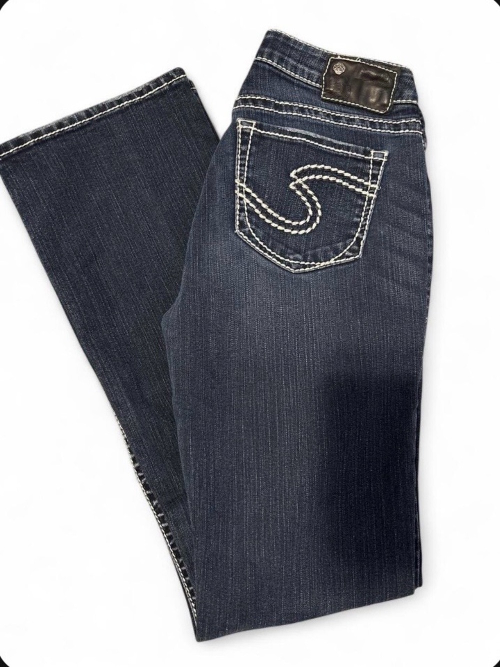 Silver Jeans Women's Dark Blue Boot Cut with Contrast Stitching